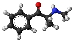 Ball-and-stick model of the methcathinone molecule