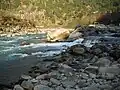 Another view of the confluence of the Nandakini River (foreground) and the Alaknanda River (background) at Nandprayag