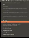 nm-applet 0.9.5 in Ubuntu 12.04's systray, showing all available APs.