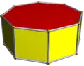 An octagonal prism contains two octagonal faces.