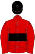 Red, black hoop and cap