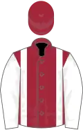 Maroon, white braces and sleeves