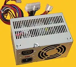 PS3 power supply, shorter than ATX, only, 300&nbsp;W maximum (not to be confused with the PlayStation 3)[62]