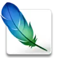 Adobe Photoshop CS2 logo with white and bird blue centered on white background color