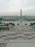 The Kim Il Sung square, as viewed from the Study Hall to the Juche Tower