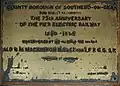 Plaque celebrating the 75th anniversary of the Southend Pier Railway