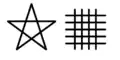 Seiman Dōman&nbsp;[ja] amulet, consisting of Seimei's pentagram and Dōman's lattice