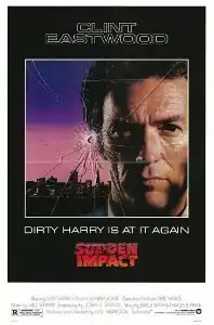 A picture of Detective Harry Callahan against a city skyline: In front of him is glass with a bullet hole.