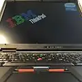 T43p with a BOE-Hydis LED backlit IPS display booting, note the extreme viewing angle