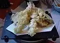 Shown on the right, kabocha is a common ingredient in tempura