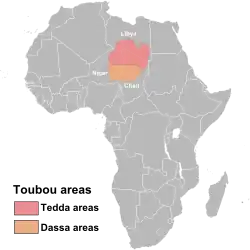 Map of the Toubou population in Africa