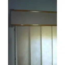 Close-up of a track blind, also known as vertical drapes