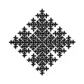 Three-state two-color turmite producing a snowflake-like fractal pattern