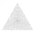 Number spiral with 7503 primes visible on regular triangle.