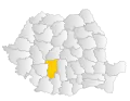 Map of Romania highlighting Vâlcea County
