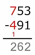 The difference is written under the line.
