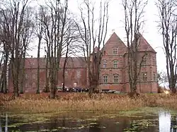 The north tower and gable of the east wing viewed from the north