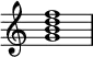 {
\override Score.TimeSignature #'stencil = ##f
\relative c'' {
\clef treble
\time 4/4
<g b d f>1
} }